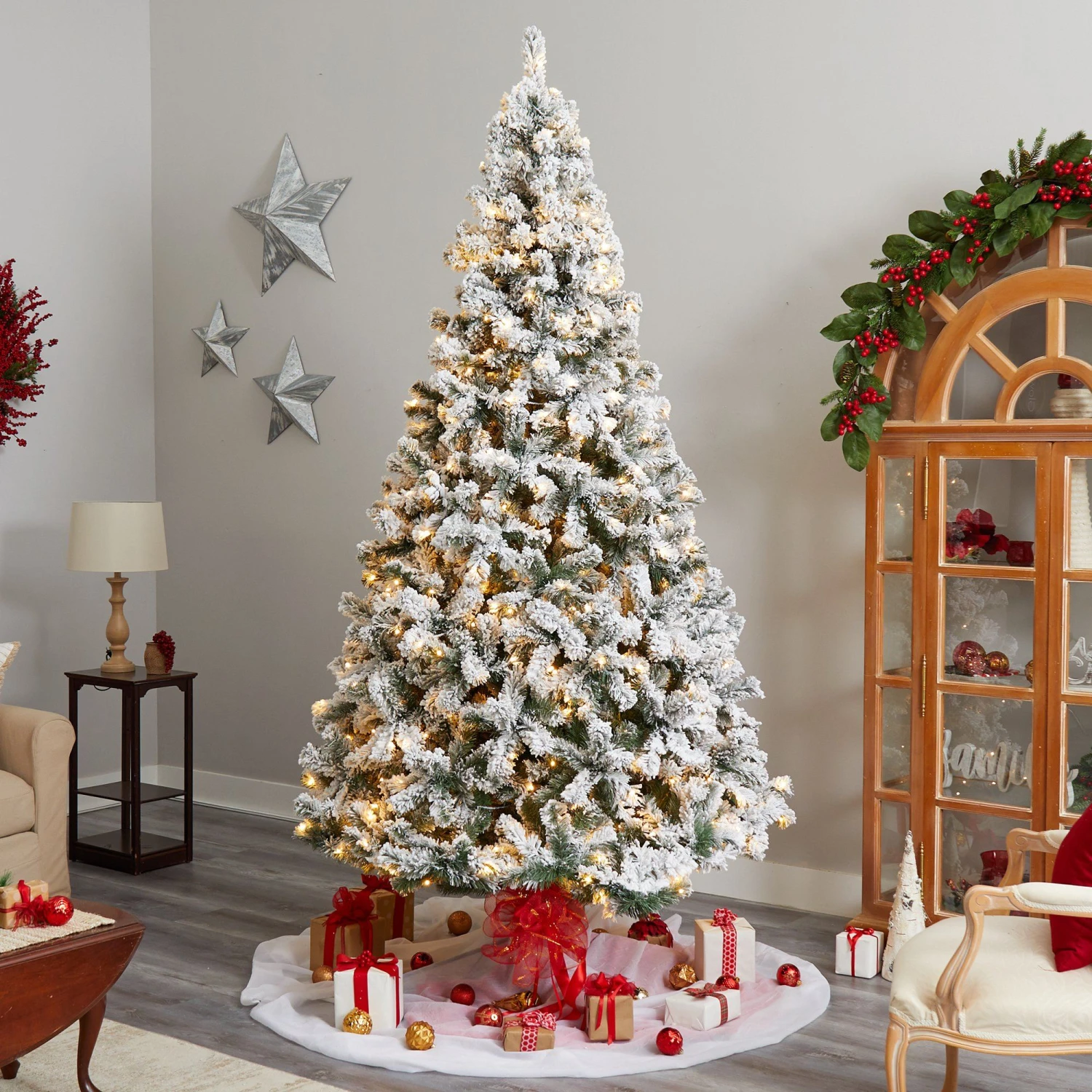 10' Flocked West Virginia Fir Artificial Christmas Tree With 800 Warm White LED Lights And 1680 Tips 7 10' Flocked West Virginia Fir Artificial Christmas Tree With 800 Warm White LED Lights And 1680 Tips - Image 7