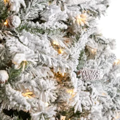 10' Flocked White River Mountain Pine Christmas Tree With Pinecones And 800 Clear LED Lights -Cheap Artificial Trees Store artificial 10 flocked white river mountain pine christmas tree with pinecones and 800 clear led lights nearly natural 391035