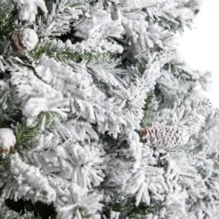 10' Flocked White River Mountain Pine Christmas Tree With Pinecones And 800 Clear LED Lights -Cheap Artificial Trees Store artificial 10 flocked white river mountain pine christmas tree with pinecones and 800 clear led lights nearly natural 562084