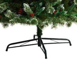 10’ Frosted Swiss Pine Artificial Christmas Tree With 850 Clear LED Lights And Berries -Cheap Artificial Trees Store artificial 10 frosted swiss pine artificial christmas tree with 850 clear led lights and berries nearly natural 449668