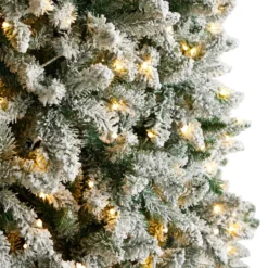 10’ Slim Flocked Montreal Fir Artificial Christmas Tree 11 10’ Slim Flocked Montreal Fir Artificial Christmas Tree -Cheap Artificial Trees Store artificial 10 slim flocked montreal fir tree with 800 warm white led lights and 2420 bendable branches nearly natural 452685