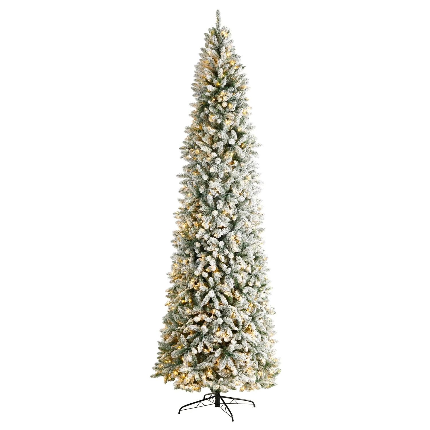 10’ Slim Flocked Montreal Fir Artificial Christmas Tree 1 10’ Slim Flocked Montreal Fir Artificial Christmas Tree