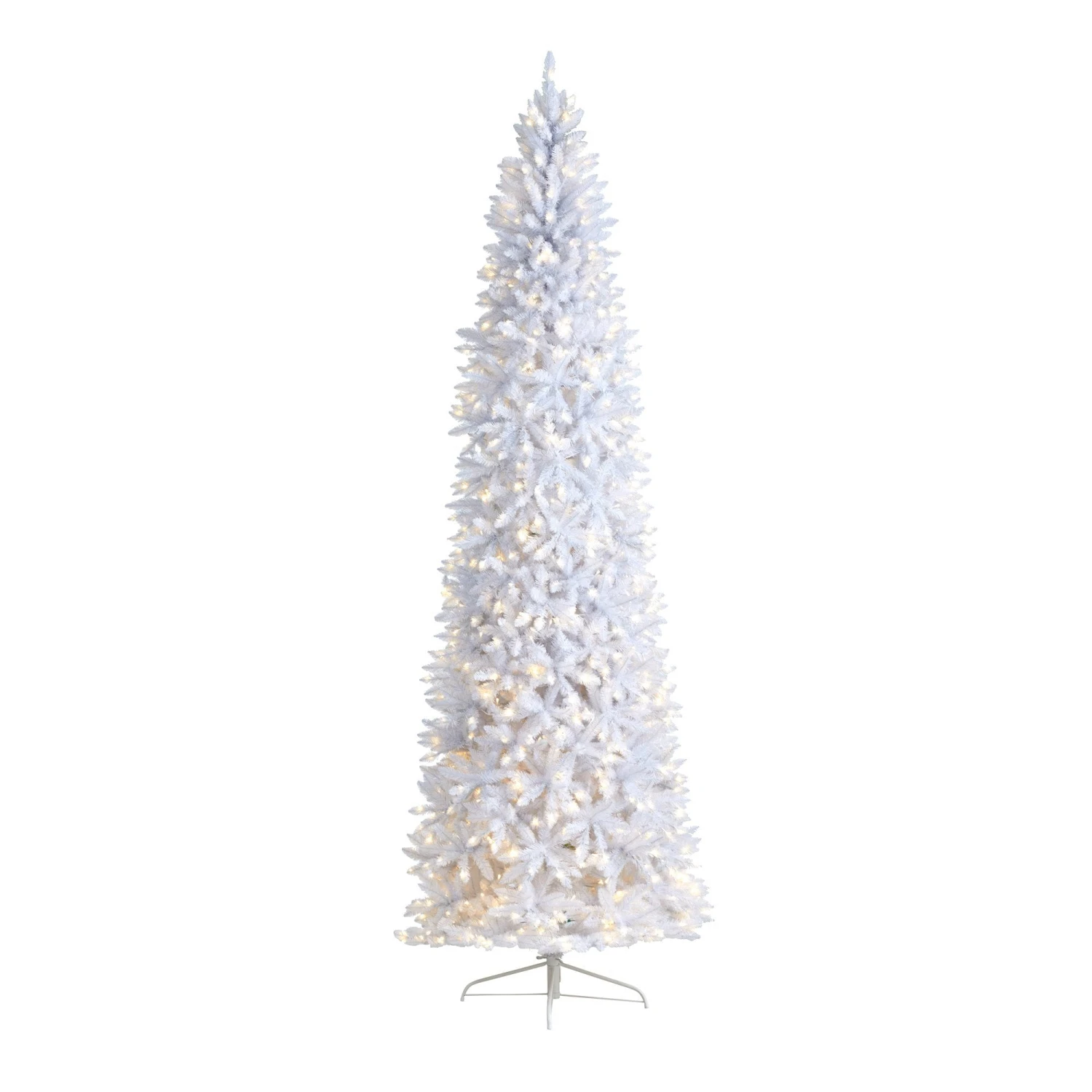 10’ Slim White Artificial Christmas Tree With 800 Warm White LED Lights And 2420 Bendable Branches 1 10’ Slim White Artificial Christmas Tree With 800 Warm White LED Lights And 2420 Bendable Branches
