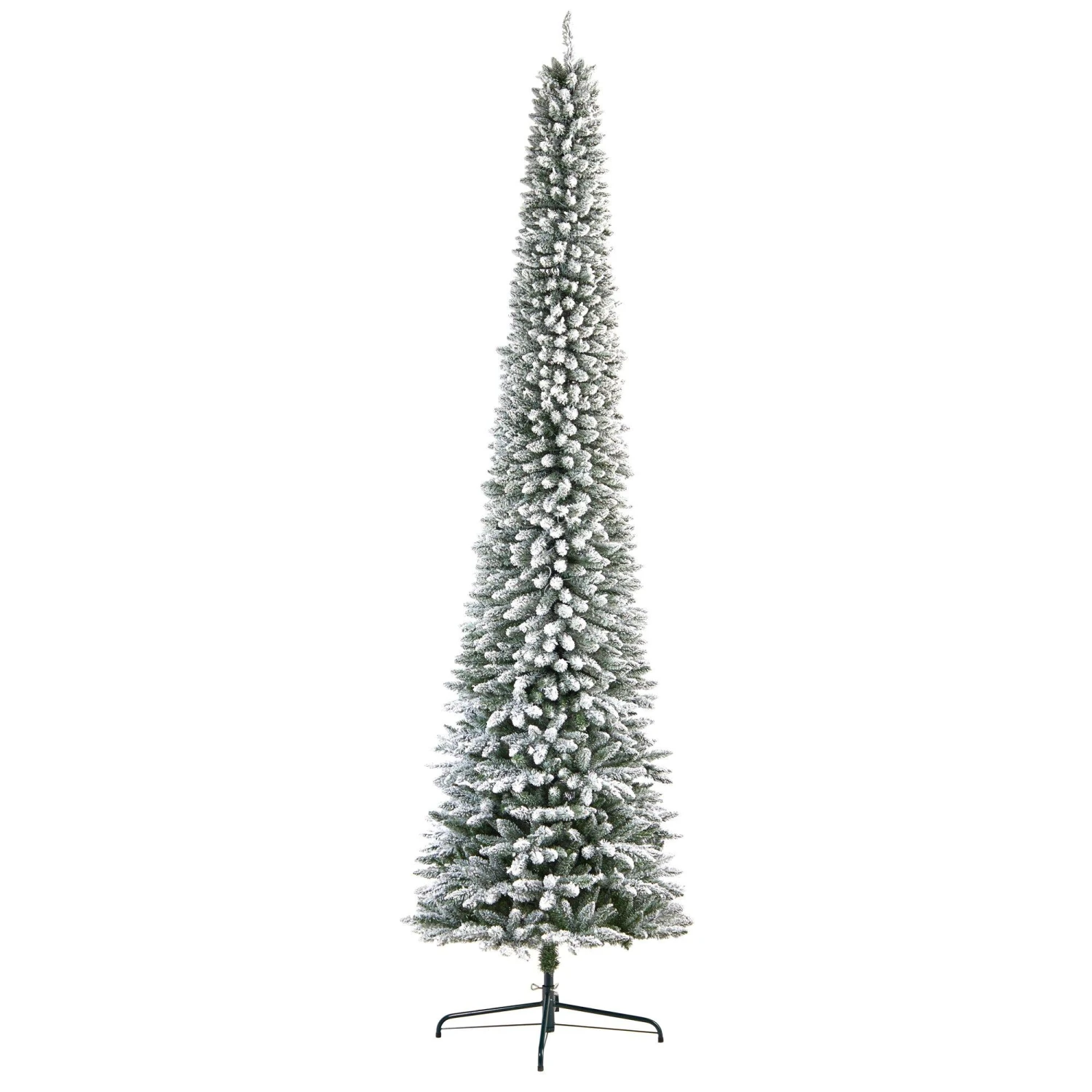 11’ Flocked Pencil Artificial Christmas Tree With 850 Clear Lights And 1435 Bendable Branches 3 11’ Flocked Pencil Artificial Christmas Tree With 850 Clear Lights And 1435 Bendable Branches - Image 3