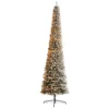 11’ Flocked Pencil Artificial Christmas Tree With 850 Clear Lights And 1435 Bendable Branches