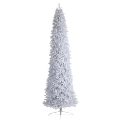 12’ Slim White Artificial Christmas Tree With 1100 Warm White LED Lights And 3235 Bendable Branches -Cheap Artificial Trees Store artificial 12 slim white artificial christmas tree with 1100 warm white led lights and 3235 bendable branches nearly natural 390978