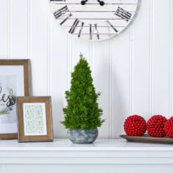 18” Cypress Cone Artificial Christmas Tree In Decorative Planter -Cheap Artificial Trees Store artificial 18 cypress cone artificial tree in decorative planter nearly natural 102798