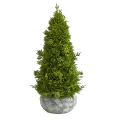 18” Cypress Cone Artificial Christmas Tree In Decorative Planter