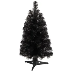 2’ Black Artificial Christmas Tree With 35 LED Lights And 72 Bendable Branches -Cheap Artificial Trees Store artificial 2 black artificial christmas tree with 35 led lights and 72 bendable branches nearly natural 213615