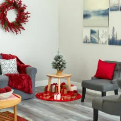 2' Flocked Artificial Christmas Tree With 30 Clear Lights, 73 Bendable Branches, Pine Cones And Berries -Cheap Artificial Trees Store artificial 2 flocked artificial christmas tree with 30 clear lights 73 bendable branches pine cones and berries nearly natural 950644