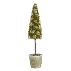 2’ Flocked Moss Artificial Christmas Tree In Decorative Planter