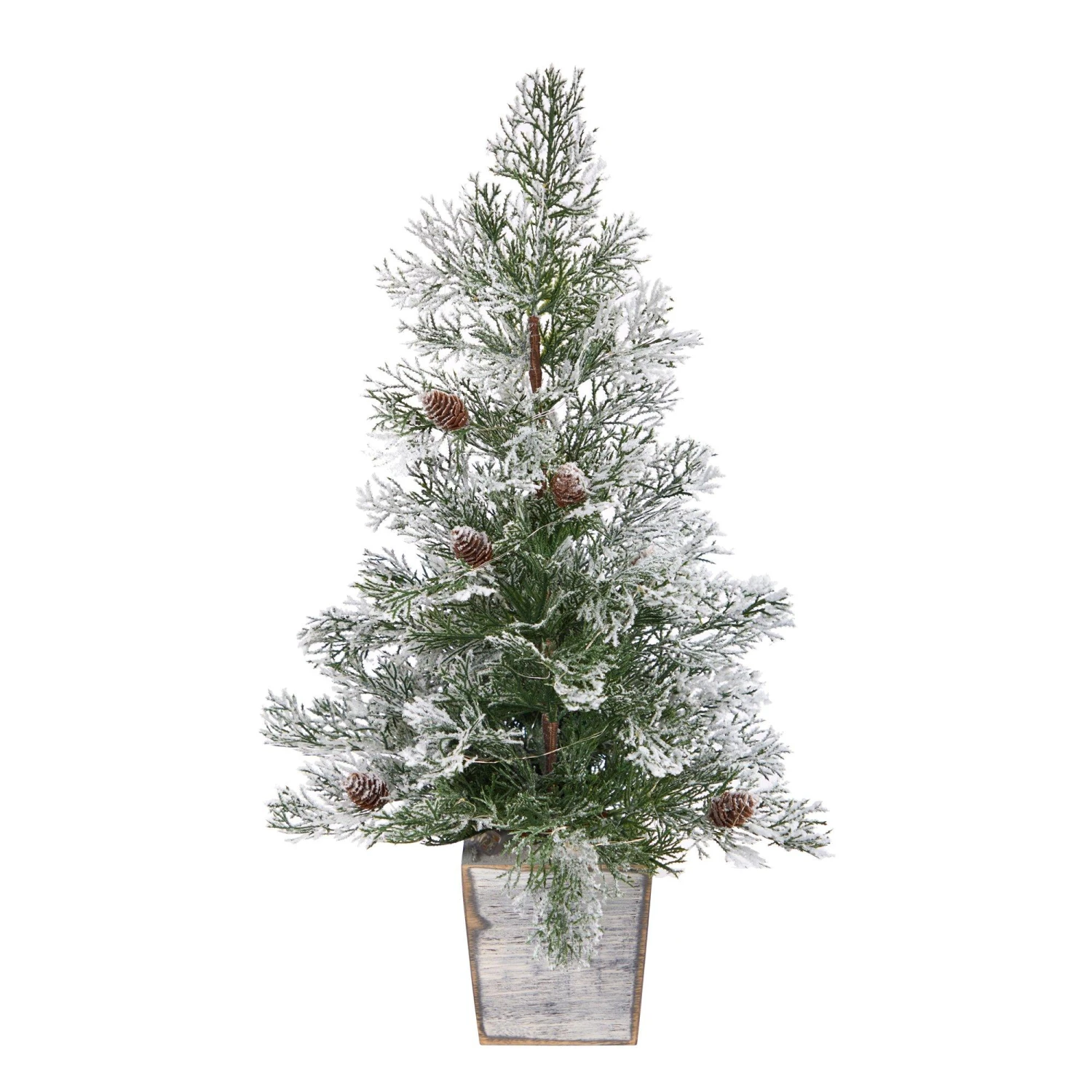 2’ Frosted Pre-Lit Artificial Christmas Tree With Pinecones In Decorative Planter 3 2’ Frosted Pre-Lit Artificial Christmas Tree With Pinecones In Decorative Planter - Image 3