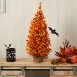 2' Harvest Halloween Artificial Christmas Tree Pre-Lit With 50 LED Lights In Burlap Base 11 2' Harvest Halloween Artificial Christmas Tree Pre-Lit With 50 LED Lights In Burlap Base -Cheap Artificial Trees Store artificial 2 harvest halloween artificial christmas tree pre lit with 50 led lights in burlap base nearly natural 174639