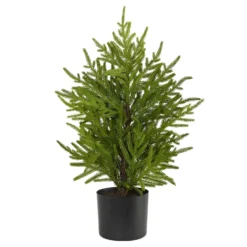 2’ Norfolk Island Pine “Natural Look” Artificial Christmas Tree In Decorative Planter