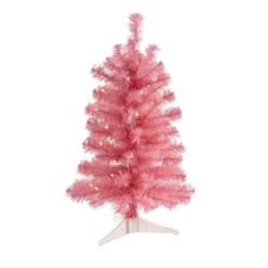 2’ Pink Artificial Christmas Tree With 35 LED Lights And 72 Bendable Branches
