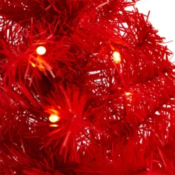 2’ Red Artificial Christmas Tree With 35 LED Lights And 72 Bendable Branches -Cheap Artificial Trees Store artificial 2 red artificial christmas tree with 35 led lights and 72 bendable branches nearly natural 910905