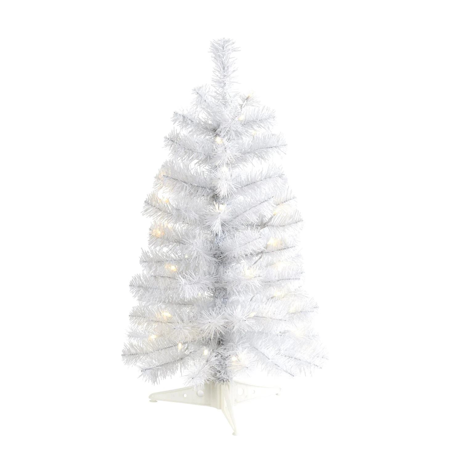 2’ White Artificial Christmas Tree With 35 LED Lights And 72 Bendable Branches 1 2’ White Artificial Christmas Tree With 35 LED Lights And 72 Bendable Branches