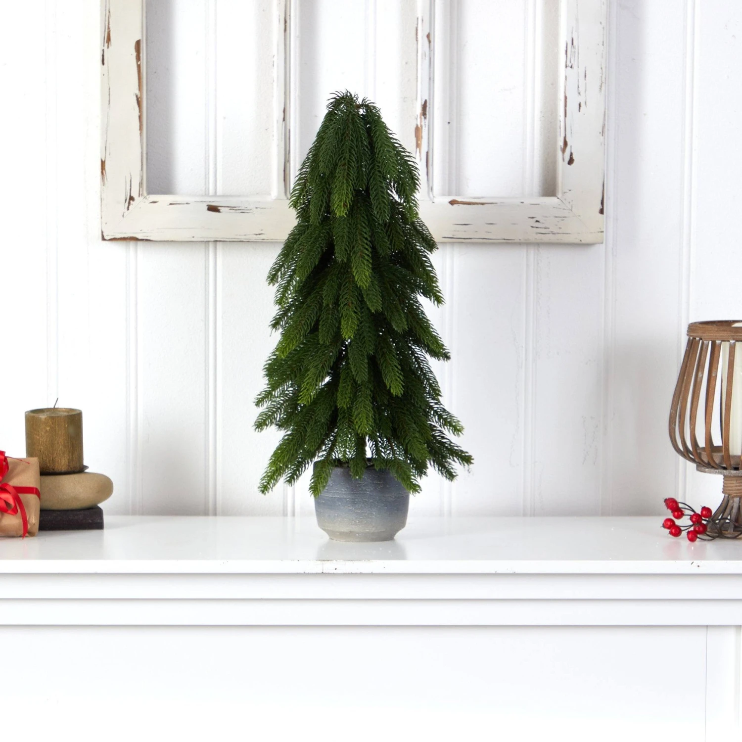 21” Pine Artificial Christmas Tree In Decorative Planter 3 21” Pine Artificial Christmas Tree In Decorative Planter - Image 3
