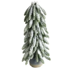 21” Flocked Artificial Christmas Tree In Decorative Planter