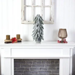 21” Flocked Artificial Christmas Tree In Decorative Planter -Cheap Artificial Trees Store artificial 21 flocked artificial christmas tree in decorative planter nearly natural 738881