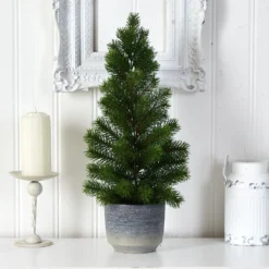 22” Artificial Pine Christmas Tree In Decorative Planter -Cheap Artificial Trees Store artificial 22 christmas pine artificial tree in decorative planter nearly natural 895301