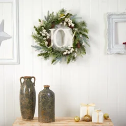 24” Christmas Joy Greenery Holiday Artificial Wreath -Cheap Artificial Trees Store artificial 24 christmas joy greenery holiday artificial wreath nearly natural 688493