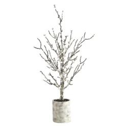 24” Snowed Twig Artificial Christmas Tree In Decorative Planter