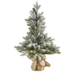 28” Flocked Artificial Christmas Tree With Pine Cones