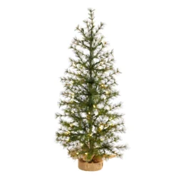 Cheap Artificial Trees Store 30 3’ Artificial Christmas Tree With 50 Clear LED Lights Set In A Burlap Base