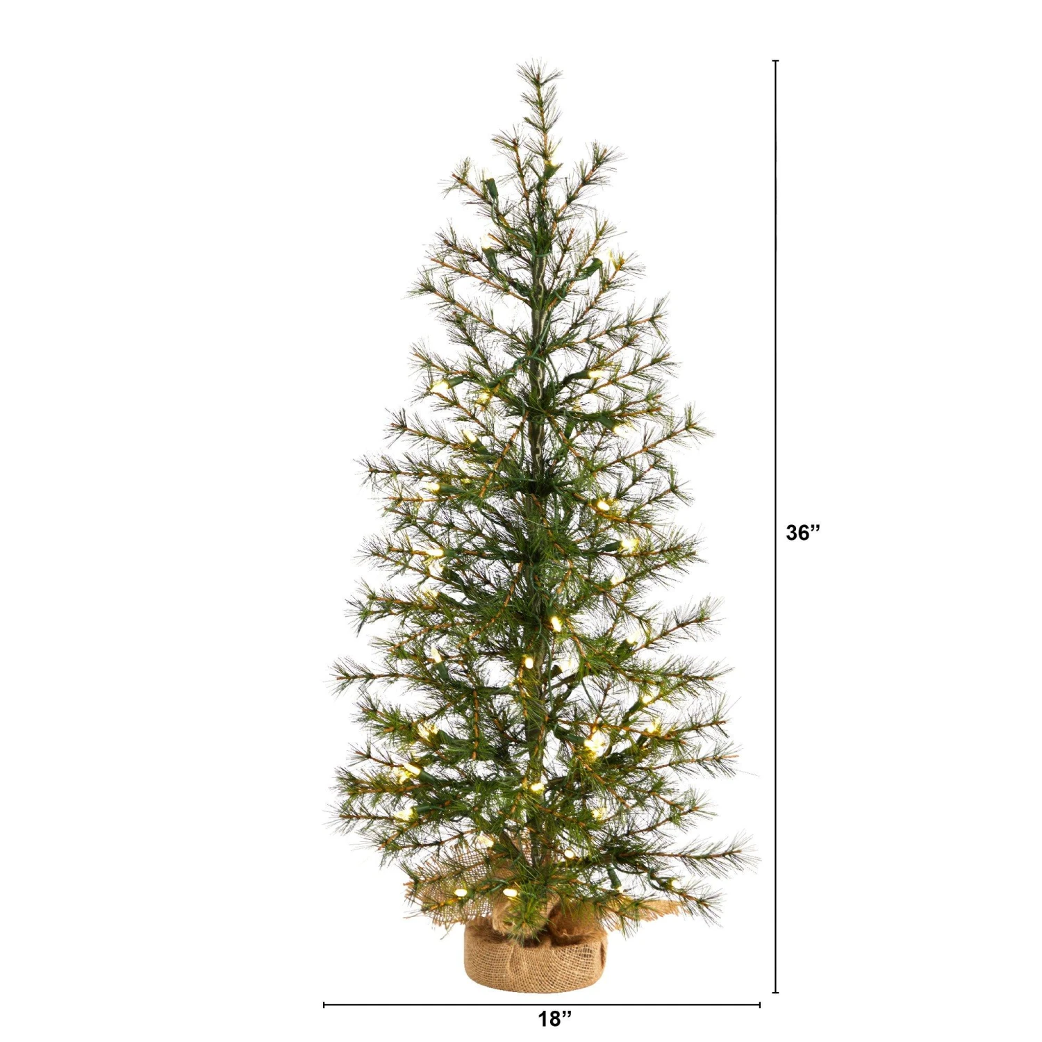 3’ Artificial Christmas Tree With 50 Clear LED Lights Set In A Burlap Base 2 3’ Artificial Christmas Tree With 50 Clear LED Lights Set In A Burlap Base - Image 2
