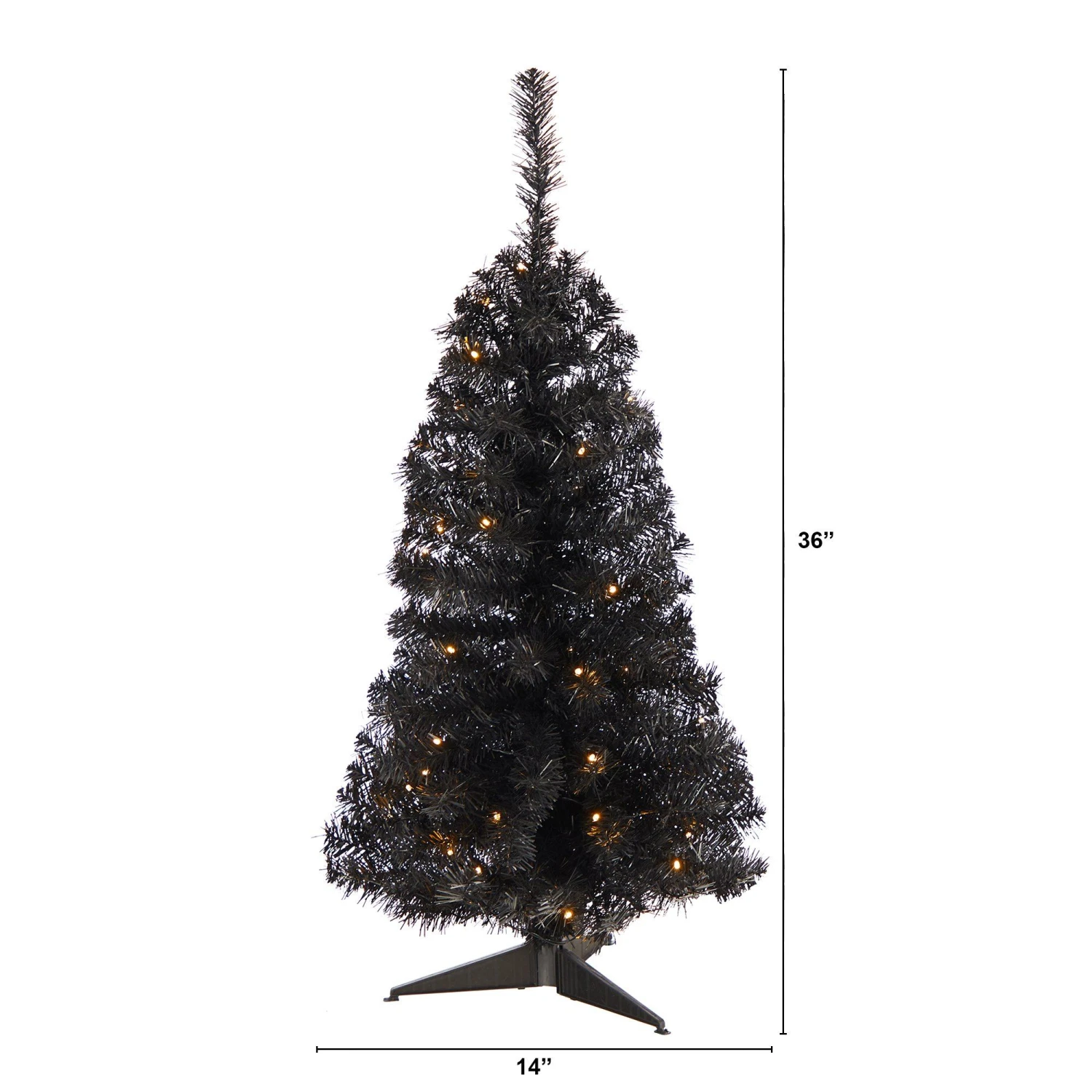 3’ Black Artificial Christmas Tree With 50 LED Lights And 118 Bendable Branches 2 3’ Black Artificial Christmas Tree With 50 LED Lights And 118 Bendable Branches - Image 2