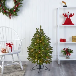 3' Cambridge Spruce Flat Back Artificial Christmas Tree With 50 Warm White (Multifunction) LED Lights And 113 Bendable Branches -Cheap Artificial Trees Store artificial 3 cambridge spruce flat back artificial christmas tree with 50 warm white multifunction led lights and 113 bendable branches nearly natural 224616