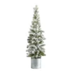 3’ Flocked Christmas Artificial Pine Christmas Tree In Tin Planter