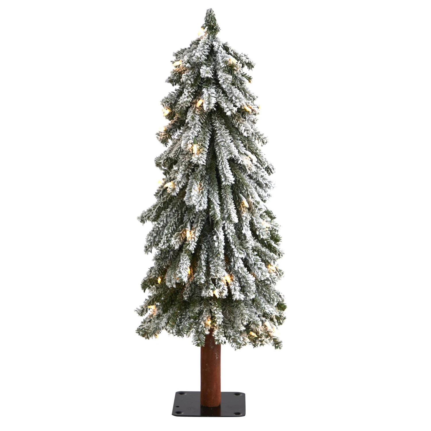 3’ Flocked Grand Alpine Artificial Christmas Tree With 50 Lights And 193 Branches On Natural Trunk 1 3’ Flocked Grand Alpine Artificial Christmas Tree With 50 Lights And 193 Branches On Natural Trunk