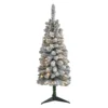3’ Flocked Pencil Artificial Christmas Tree With 50 Clear Lights And 132 Bendable Branches