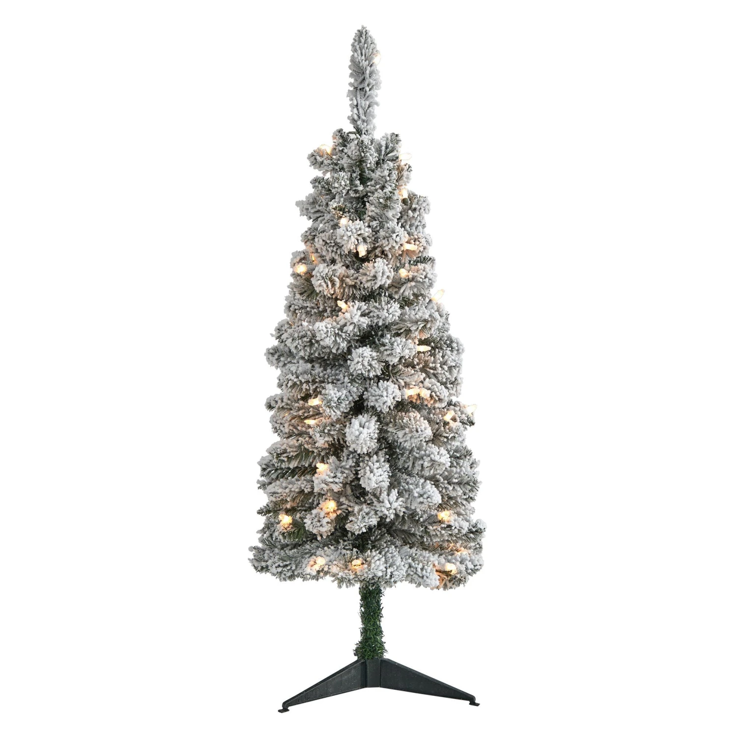 3’ Flocked Pencil Artificial Christmas Tree With 50 Clear Lights And 132 Bendable Branches 1 3’ Flocked Pencil Artificial Christmas Tree With 50 Clear Lights And 132 Bendable Branches