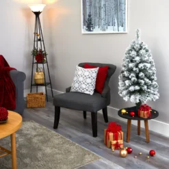 3' Flocked West Virginia Fir Artificial Christmas Tree With 50 Clear LED Lights -Cheap Artificial Trees Store artificial 3 flocked west virginia fir artificial christmas tree with 50 clear led lights nearly natural 415340