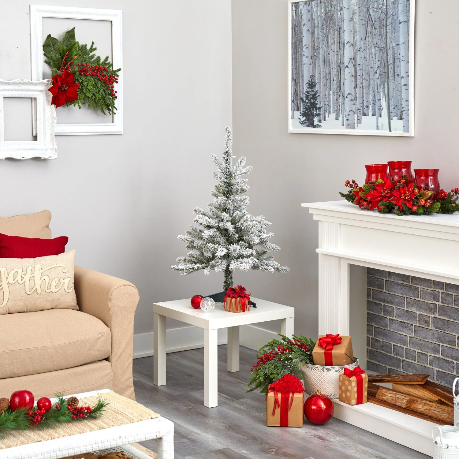 3’ Flocked West Virginia Spruce Artificial Christmas Tree With 50 Clear Lights And 142 Branches 4 3’ Flocked West Virginia Spruce Artificial Christmas Tree With 50 Clear Lights And 142 Branches - Image 4