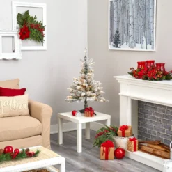 3’ Flocked West Virginia Spruce Artificial Christmas Tree With 50 Clear Lights And 142 Branches 9 3’ Flocked West Virginia Spruce Artificial Christmas Tree With 50 Clear Lights And 142 Branches -Cheap Artificial Trees Store artificial 3 flocked west virginia spruce artificial christmas tree with 50 clear lights and 142 branches nearly natural 705475