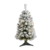 3' Flocked White River Mountain Pine Artificial Christmas Tree With Pinecones And 50 Clear LED Lights