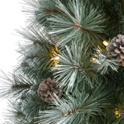 3’ Frosted Tip British Columbia Mountain Pine Artificial Christmas Tree With 50 Clear Lights, Pine Cones And 112 Bendable Branches -Cheap Artificial Trees Store artificial 3 frosted tip british columbia mountain pine artificial christmas tree with 50 clear lights pine c nearly natural 230266