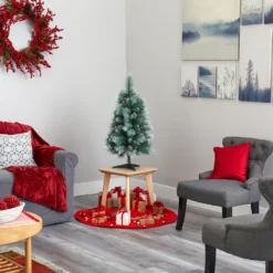 3’ Frosted Tip British Columbia Mountain Pine Artificial Christmas Tree With 50 Clear Lights, Pine Cones And 112 Bendable Branches -Cheap Artificial Trees Store artificial 3 frosted tip british columbia mountain pine artificial christmas tree with 50 clear lights pine cones and 112 bendable branches nearly natural 201371