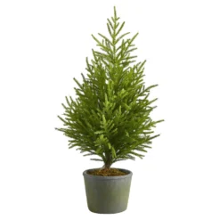 3’ Norfolk Island Pine “Natural Look” Artificial Christmas Tree In Decorative Planter