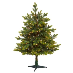3’ North Carolina Fir Artificial Christmas Tree With 150 Clear Lights And 563 Bendable Branches