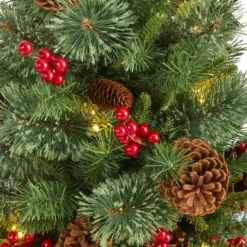 3’ Norway Mixed Pine Artificial Christmas Tree With 50 Clear LED Lights, Pine Cones And Berries -Cheap Artificial Trees Store artificial 3 norway mixed pine artificial christmas tree with 50 clear led lights pine cones and berries nearly natural 836958