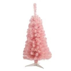 3’ Pink Artificial Christmas Tree With 50 LED Lights And 118 Bendable Branches -Cheap Artificial Trees Store artificial 3 pink artificial christmas tree with 50 led lights and 118 bendable branches nearly natural 390386