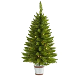 Cheap Artificial Trees Store 34 3’ Providence Pine Artificial Christmas Tree In Metal Pot With 50 Warm White Lights And 114 Bendable Branches