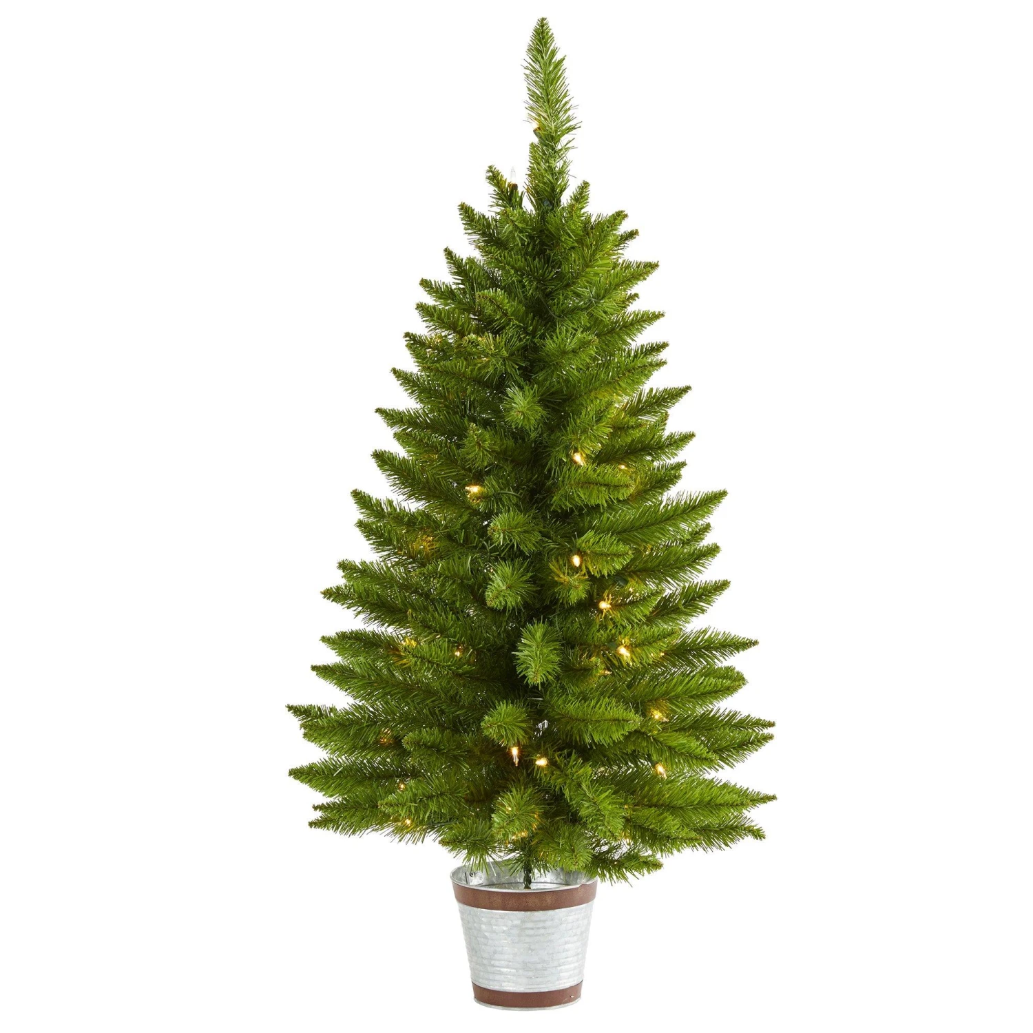 3’ Providence Pine Artificial Christmas Tree In Metal Pot With 50 Warm White Lights And 114 Bendable Branches 1 3’ Providence Pine Artificial Christmas Tree In Metal Pot With 50 Warm White Lights And 114 Bendable Branches