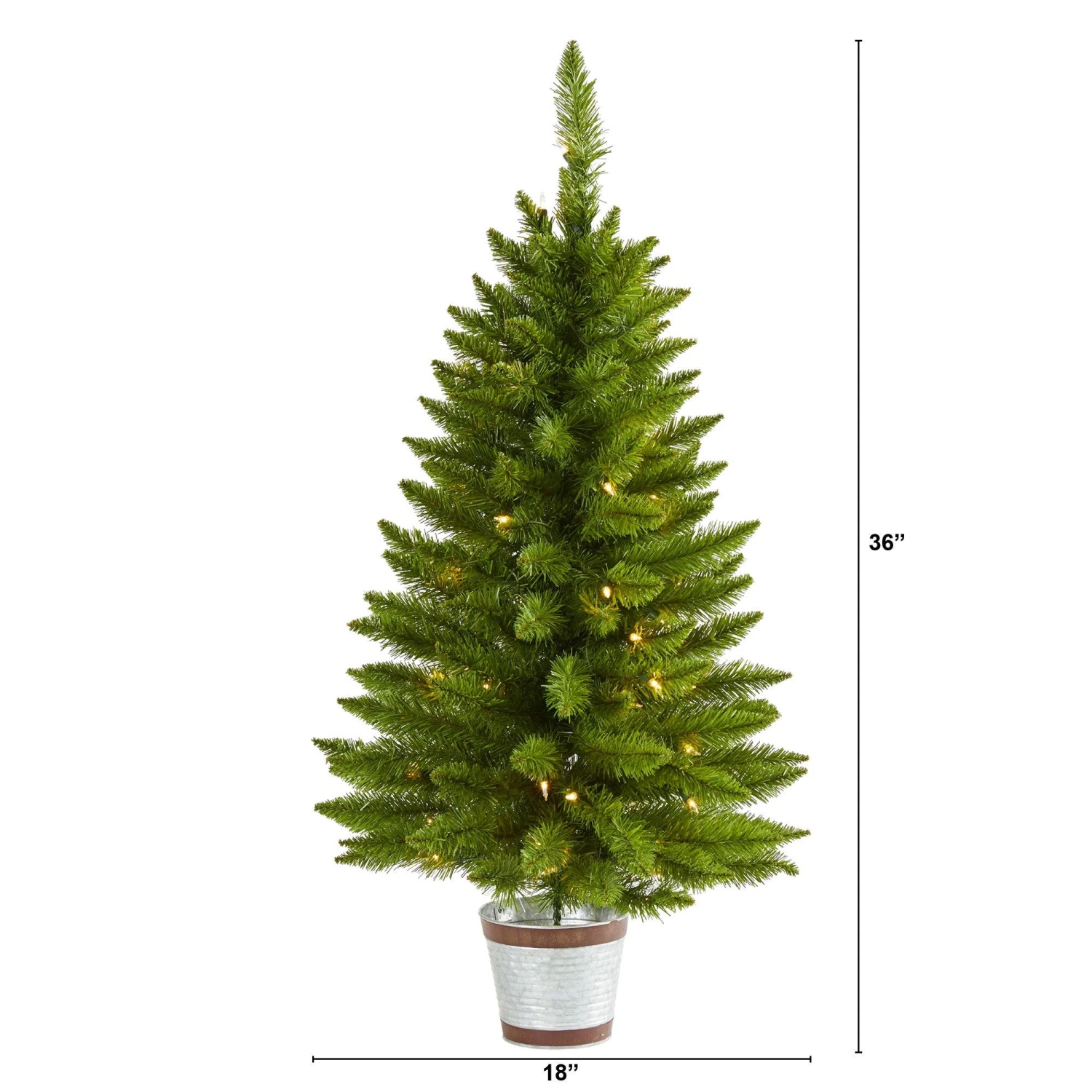 3’ Providence Pine Artificial Christmas Tree In Metal Pot With 50 Warm White Lights And 114 Bendable Branches 2 3’ Providence Pine Artificial Christmas Tree In Metal Pot With 50 Warm White Lights And 114 Bendable Branches - Image 2