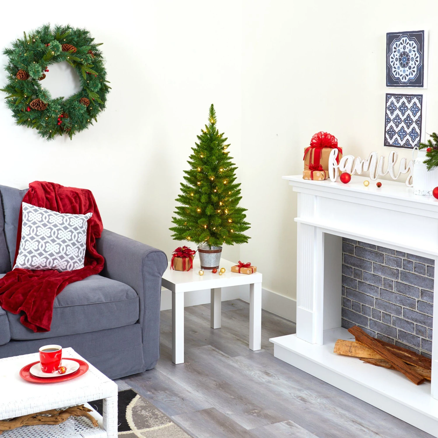 3’ Providence Pine Artificial Christmas Tree In Metal Pot With 50 Warm White Lights And 114 Bendable Branches 10 3’ Providence Pine Artificial Christmas Tree In Metal Pot With 50 Warm White Lights And 114 Bendable Branches - Image 10